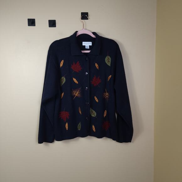 Croft & Barrow Women’s Cardigan Sweater With Multicolor Fall Leaves  Size XL - Picture 1 of 10